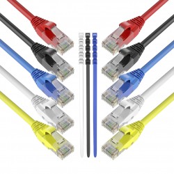 Pack 10 Cables Ethernet CAT6 RJ45 24AWG 1m + 15 Bridas Max Connection